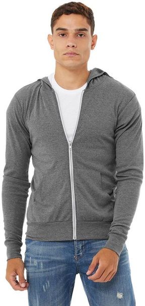Bella + Canvas Adult Unisex Triblend Full-Zip Lightweight Sweatshirt